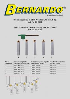 Turning tools sets Bernardo Indexable carbide turning tool set, 10 mm, 5 pcs.