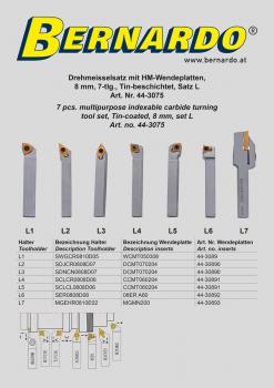 Turning tools sets Bernardo Multipurpose indexable carbide turning tool set, 8 mm, set L