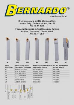 Drehmeisselsätze Bernardo Drehmeisselsatz mit HM-Wendeplatten, 10 mm, Satz M