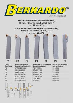 Drehmeisselsätze Bernardo Drehmeißelsatz mit HM-Wendeplatten, 20 mm, Satz P