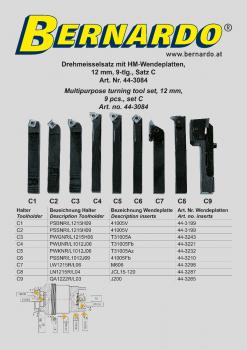 Drehmeisselsätze Bernardo Drehmeißelsatz mit HM-Wendeplatten, 12 mm, Satz C