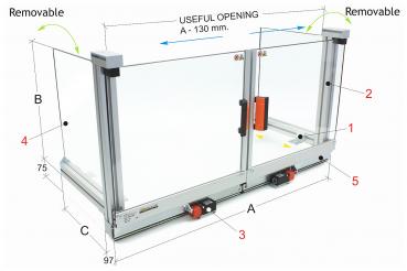 Safety devices for installation on the Bernardo PFR 30/755 machine table