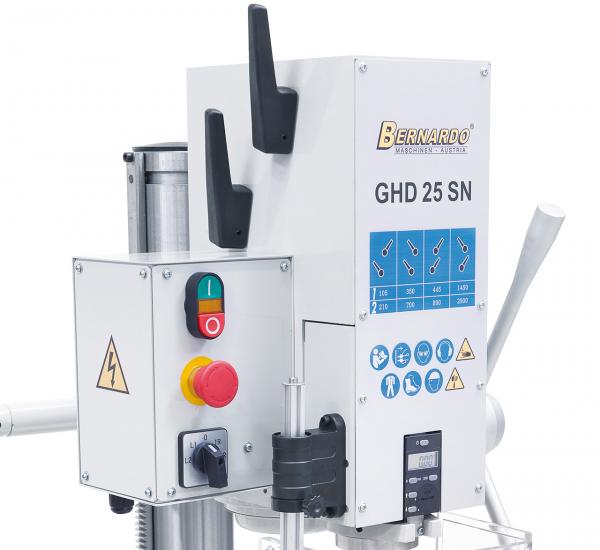 Gearhead bench and column drilling machine Bernardo GHD 25 SN with digital drill depth indication
