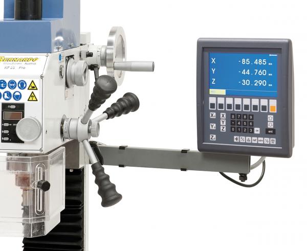 Bohr- und Fräsmaschine Bernardo KF 25 Pro mit Vorschub inkl. 3-Achs-Digitalanzeige