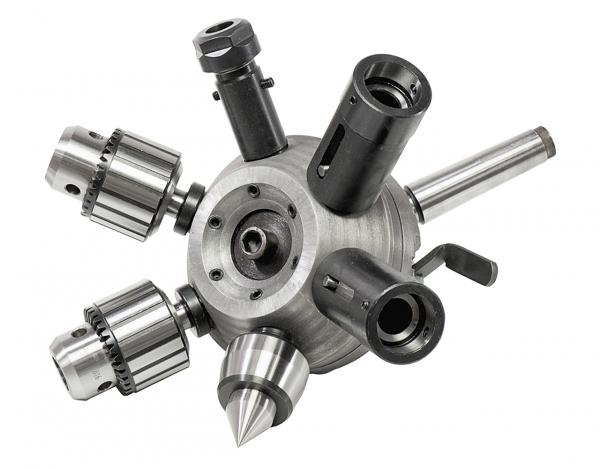 Clamping devices for tools Bernardo 6 station revolving tailstock turret MT 3