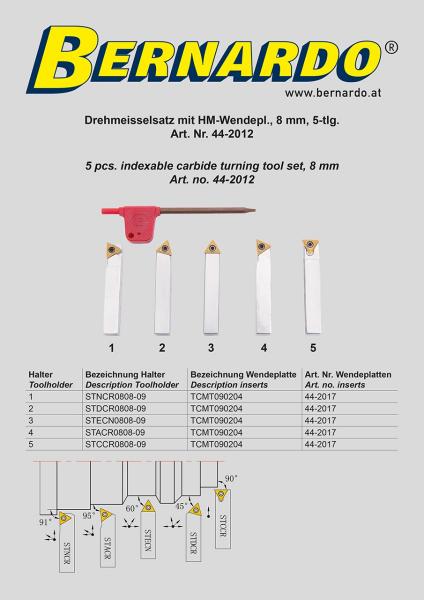 Turning tools sets Bernardo Indexable carbide turning tool set, 8 mm, 5 pcs.