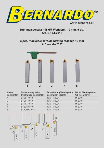 Turning tools sets Bernardo Indexable carbide turning tool set, 10 mm, 5 pcs.