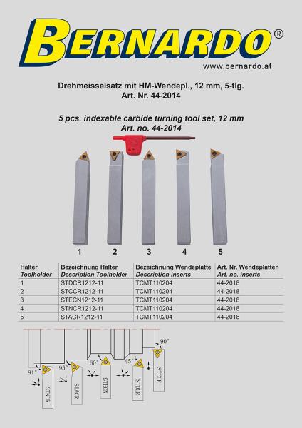 Turning tools sets Bernardo Indexable carbide turning tool set, 12 mm, 5 pcs.