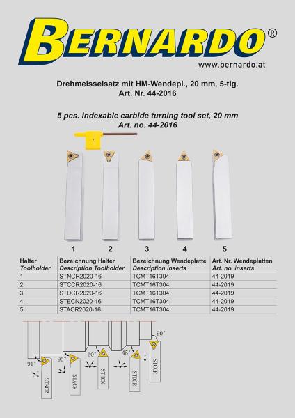 Drehmeisselsätze Bernardo Drehmeißelsatz mit HM-Wendeplatten, 20 mm, 5-tlg.