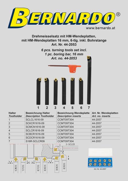 Turning tools sets Bernardo Carbide turning tool set 6-tlg., 16 mm