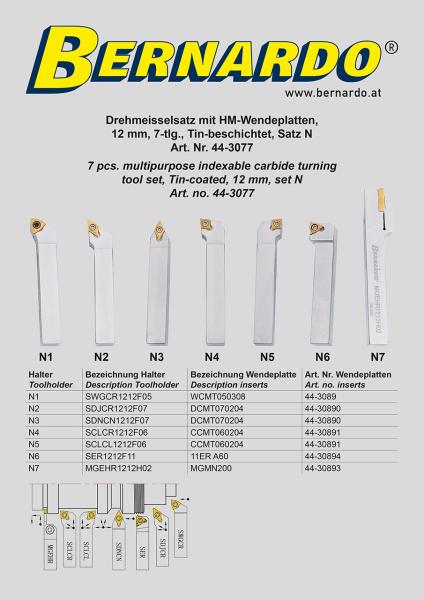 Drehmeisselsätze Bernardo Drehmeisselsatz mit HM-Wendeplatten, 12 mm, Satz N
