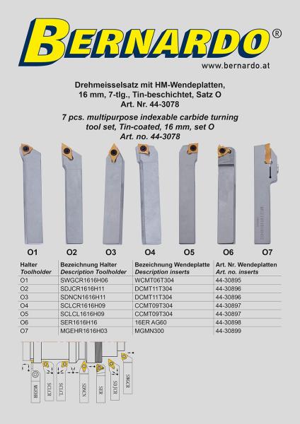 Drehmeisselsätze Bernardo Drehmeisselsatz mit HM-Wendeplatten, 16 mm, Satz O