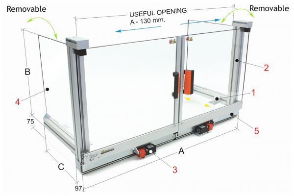 Safety devices for installation on the Bernardo PFR 30/860 machine table