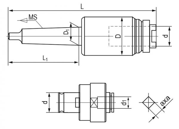 Zubehör für Bohrmaschine Bernardo Gewindeschneid-Schnellwechselfutterset MK 2 / M3 - M12